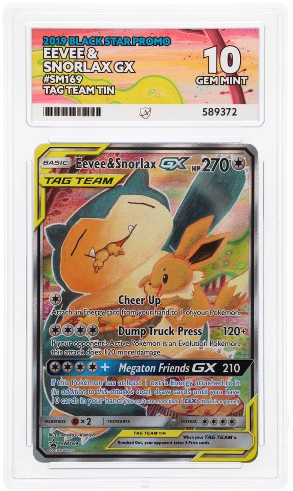 Pokémon TCG Eevee & Snorlax GX SM169 ACE 10 Tag Team Black Star Promo Card