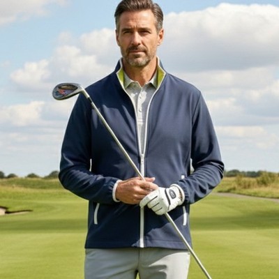 Phil Petter Navy Blue Lightweight Technical Performance Golf Zip Jacket Size L