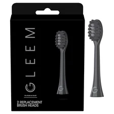 GLEEM Toothbrush Replacement Brush Heads Refill, Black, 2 Count