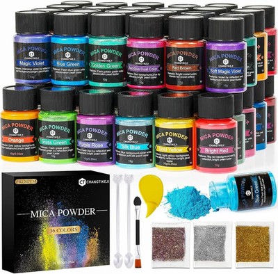 Mica Powder，36 Colors - 10G/Bottle of Natural Pigment Powder for Epoxy Resin，Soa