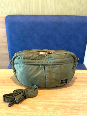 PORTER Tanker Oval Shoulder Bag Sage Green Nylon Yoshida Japan Travel Used