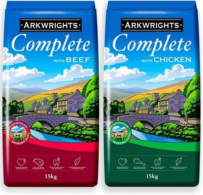 Arkwrights Complete Dry Dog Food 2 pack (30kg) - 1 x 15kg Chicken 1 x 15kg Beef