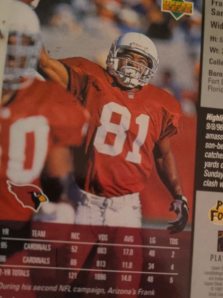 Frank Sanders Autographed 1997 Upper Deck #102 Football Card. - Image 2 of 2