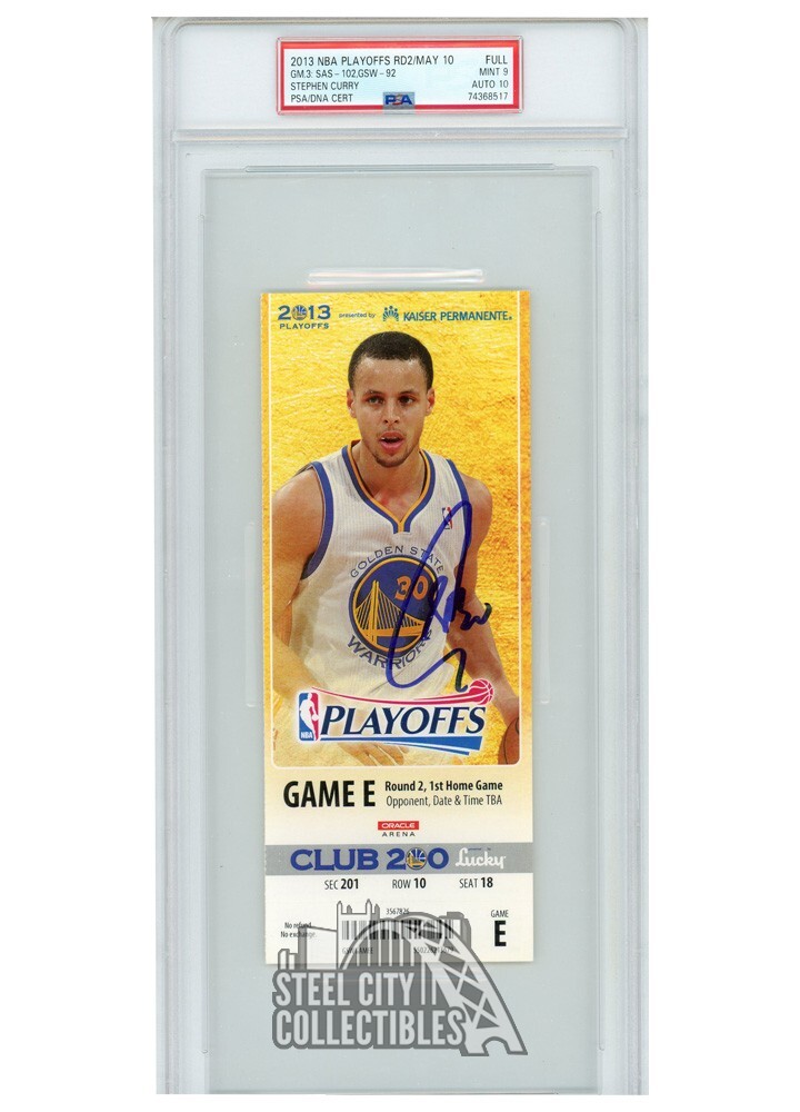 Stephen Curry Autographed Signed 2013 Playoffs Round 2 Game 3 Ticket PSA 9 PSA/DNA 10 