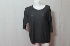 Sonoma Women's 1X Asphalt Black 3/4 Sleeve Scoop Neck Cotton Blend Knit Top NWT