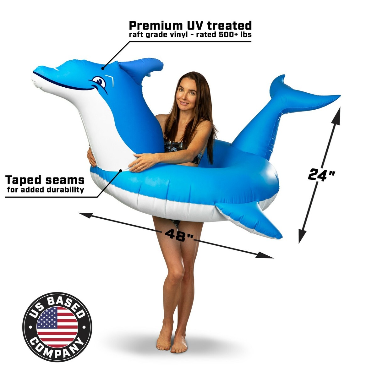 GoFloats Buddy The Dog Pool Float - 4ft Inflatable Party Tube For Pool & Beach