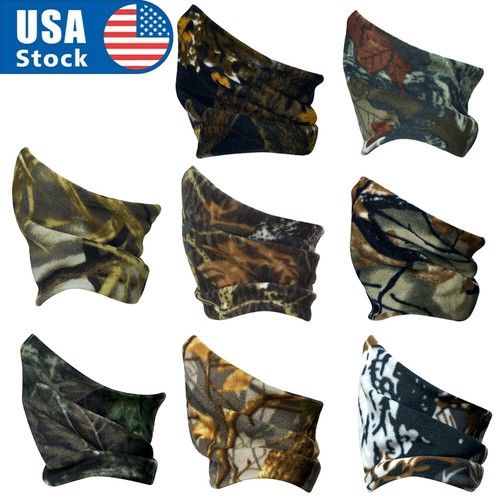 Camo Warmer Neck Gaiter Winter Fleece Half Face Mask Face Cover Ski Sport Scarfs - Picture 1 of 45