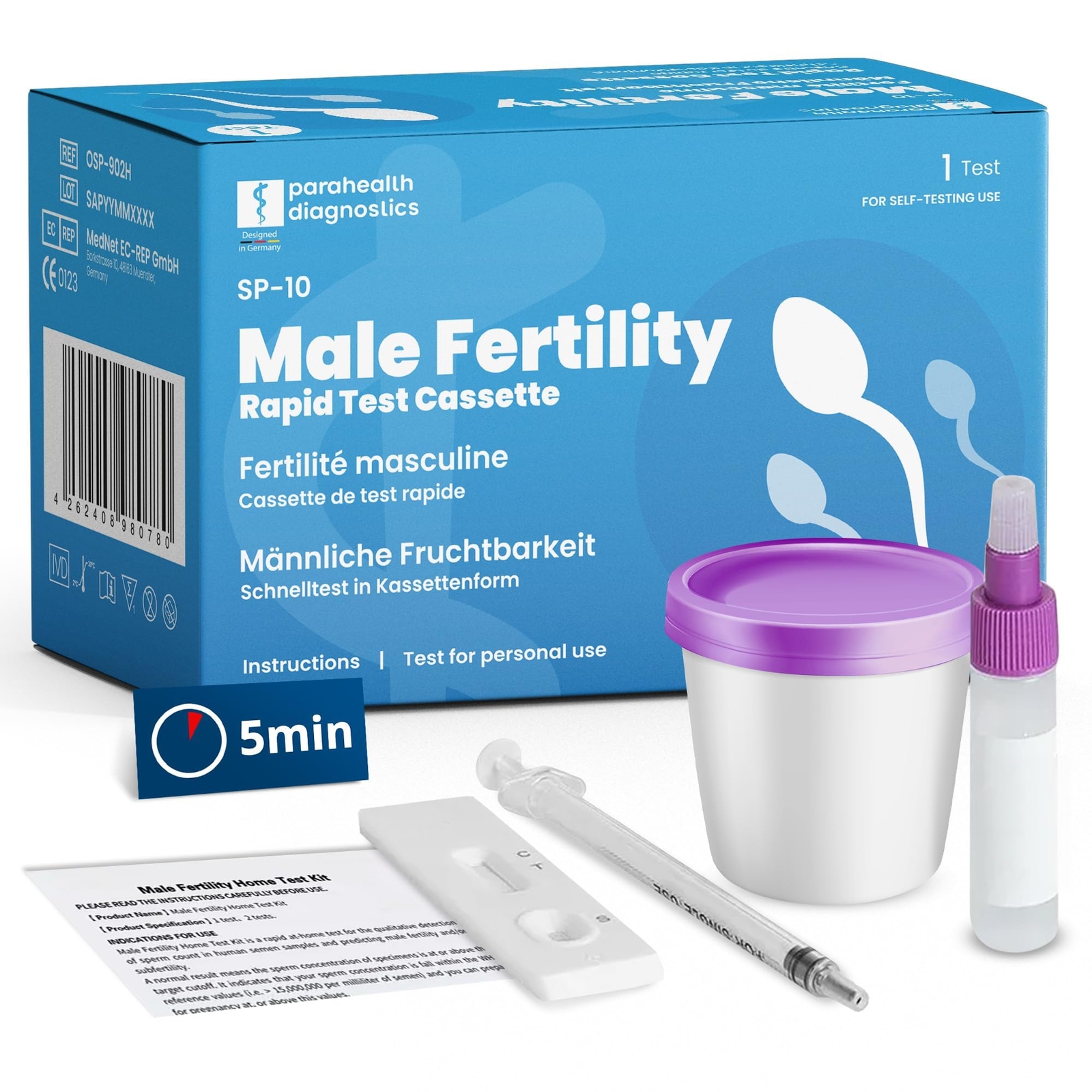 parahealth diagnostics Test rapido di fertilità maschile, test dello (v5i)