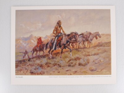 Charles M Russell Art Print His Wealth Native American Calendar Back
