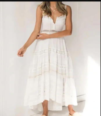 chinese dress ladies Gunne Sax Style Lace Stitched Prairie Dress M I Retro Fairy
