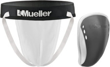 Mueller Adult Athletic Supporter w/ Flex Shield Cup - White/Gray - Medium