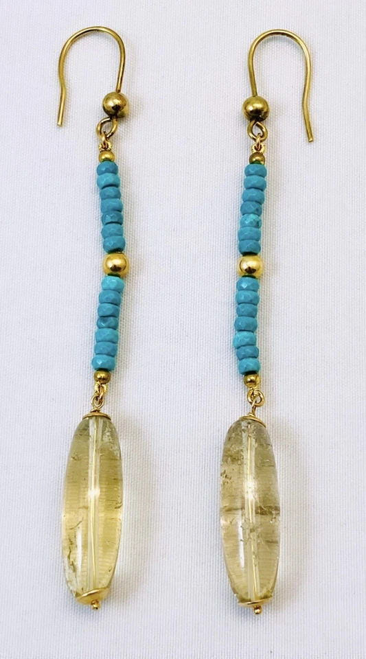 Orecchini diWa Jewels pendenti rondelle turchese e gocce fumé argento sterling - Immagine 2 di 4