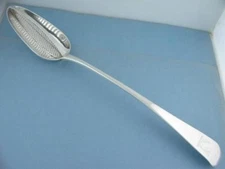 George III Silver 12 1/4" Strainer Spoon SOLOMON HOUGHAM London c1804 w/ crest