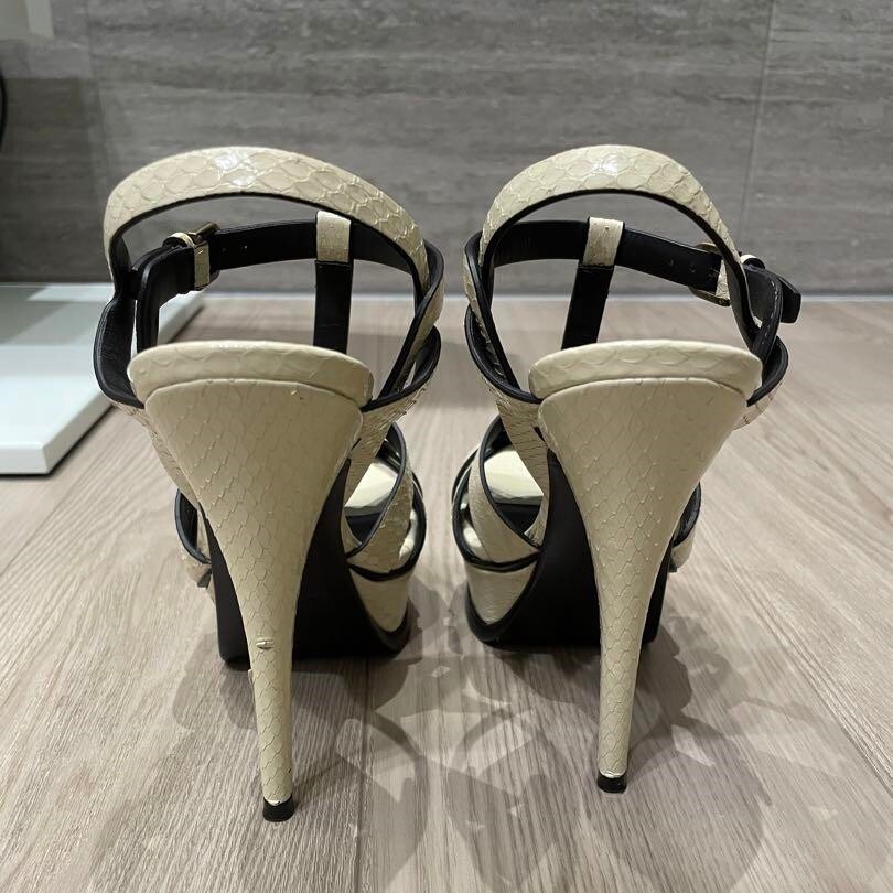 Sandali con tacco Yves Saint Laurent YSL color crema taglia 34 US4