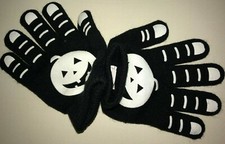 boys girls NEW BLACK PUMPKIN HALLOWEEN GLOVES ages 4 and up stretchy CUTE