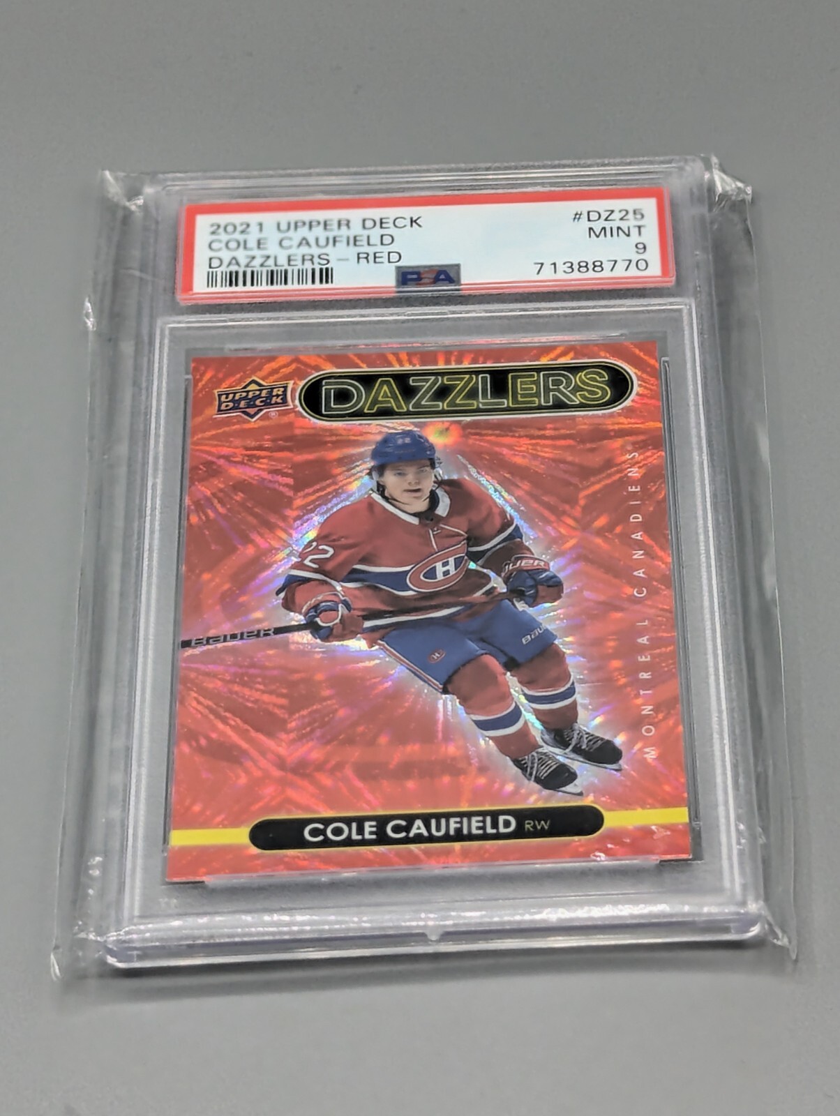 2021-22 Upper Deck COLE CAUFIELD Dazzlers RED #DZ25 - PSA 9