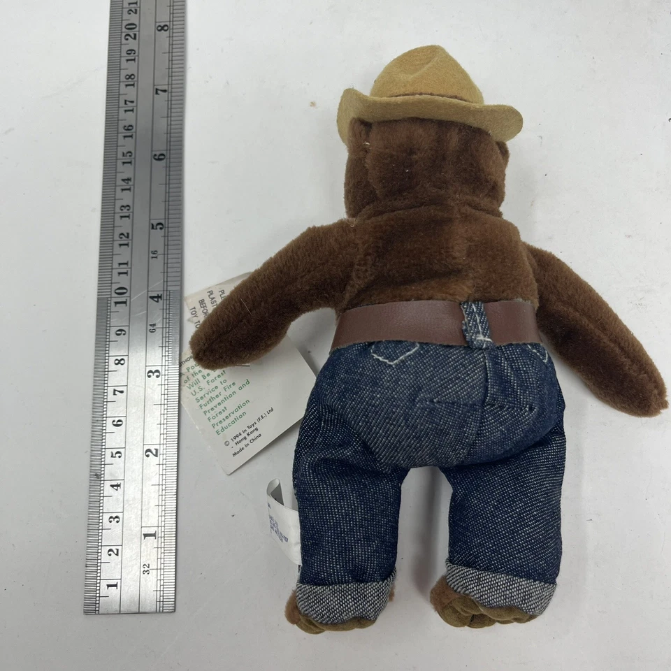 Muñeca de peluche Smokey The Bear 1997 Beanie Beans juguete vintage con etiqueta 7" Foto 4 de 4