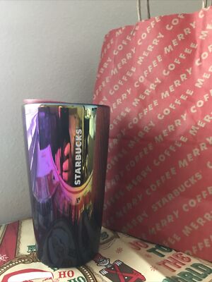 Starbucks 2020 12oz Double Wall Aurora Northern Light Rainbow Tumbler Slick Oil
