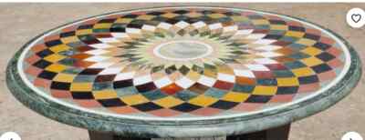 18'' Green Marble Table Top coffee Corner Inlay Lapis pietra dura decor C8