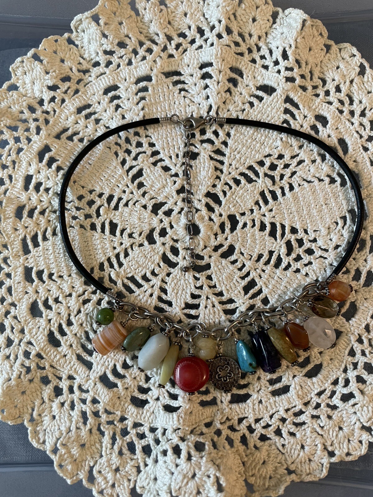 Multi Semi Precious Gemstone Adjustable Necklace - image 5