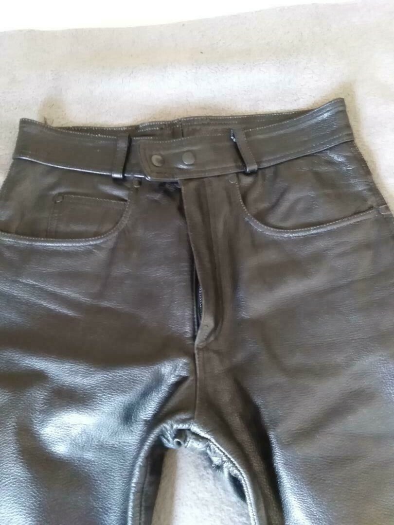 Pantalon cuir moto DMP DAFY MOTO en cuir de vachette pleine fleur noir taille 40