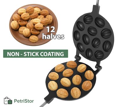 Walnut Cookie Mold Pastry Oreshki Nuts 12 Mold Skillet Non-stick Cookies Pastry