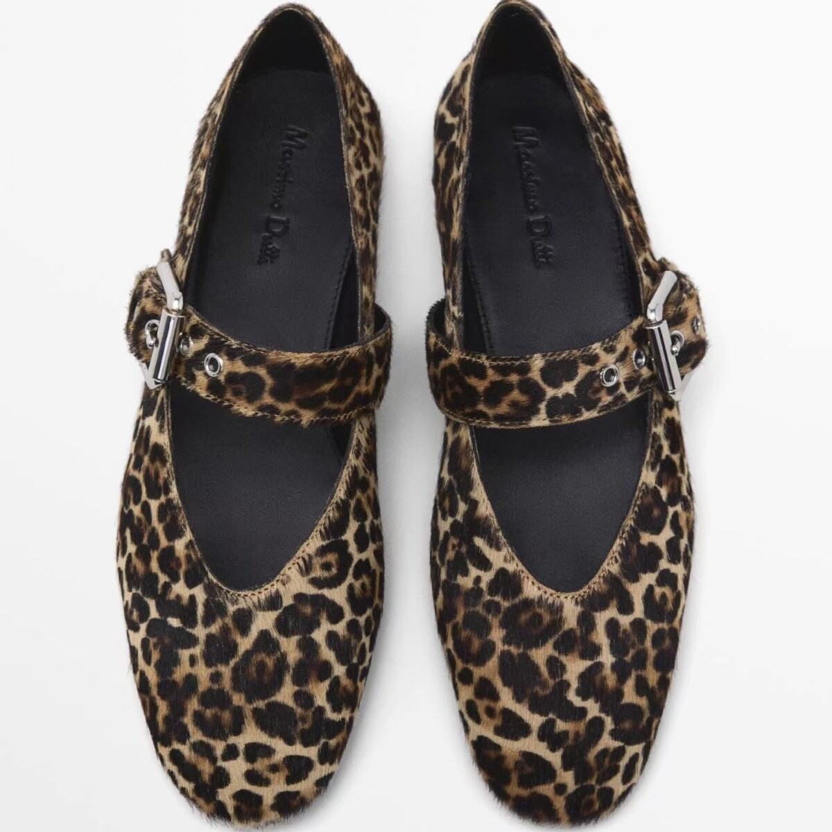 Massimo Dutti Women's Vintage Leopard Print Ballet Flat Mary Jane