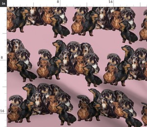 Dachshunds Doxies Long Haired Dachshund Short Fabric Printed By