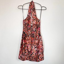 Urban Outfitters Mini Halter Dress Brown Pink Stretchy Y2K 90's Size M New