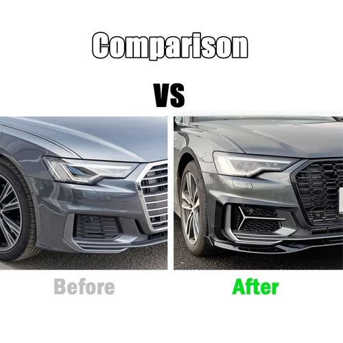 Black Pair Front Bumper Fog Light Lamp Grille For Audi A6 Sline S6 2019-2024 RS6 - Picture 8 of 14