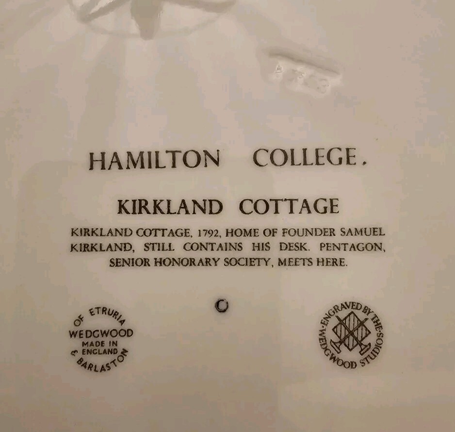 Wedgewood Decorative Plate, Kirkland Cottage At Hamilton College eBay