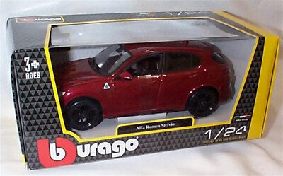 Alfa Romeo Stelvio Dark Red 1:24 Scale Diecast  burago New in Box 21086