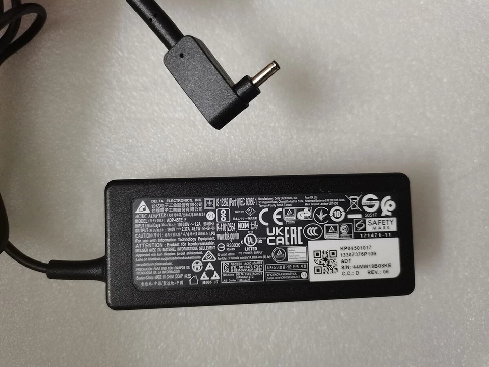 Adaptador de CA genuino 19V 2.37A 45W ADP-45FE F para Acer Aspire 3 N19H1 A315-34-C85T Foto 2 de 4