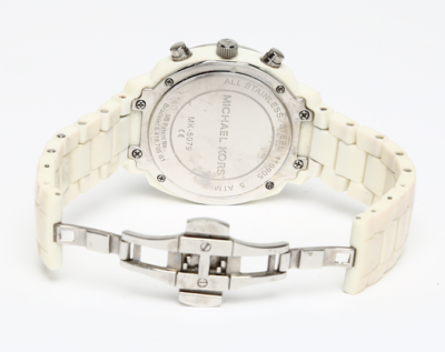 07フォワード後期 マドンナホワイト7点セット Michael Kors MK5079 Chronograph White Acrylic Bracelet Ladies
