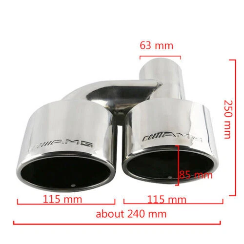 Pair Car Exhaust Pipe Tips For Mercedes Benz C Class W204 C180 C260 Update C63 — 第 3/4 张图片