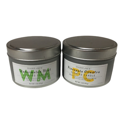 Trader Joe's Candle Watermelon Mint Pineapple Cilantro Scented Candles 3 oz Tin