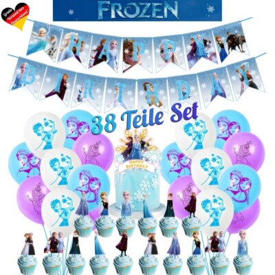 Frozen Geburtstag Deko  38 Tlg. Die Eiskönigin Set Party Ballons Cupcake Topper