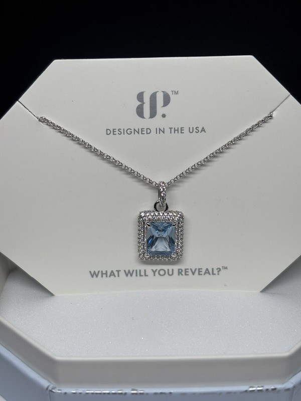 Bomb Party “Delighted In Sparkle” Necklace- Aquamarine Spinel on Rhodium Plating