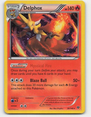 2014 Pokemon, XY, #26/146 Delphox, Cosmos Holo Rare, Blister