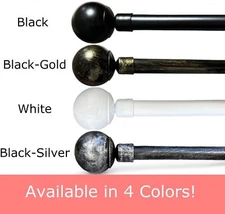 Pack of 2 Adjustable Window Curtain Rods - Sizes For all windows! Ball Design