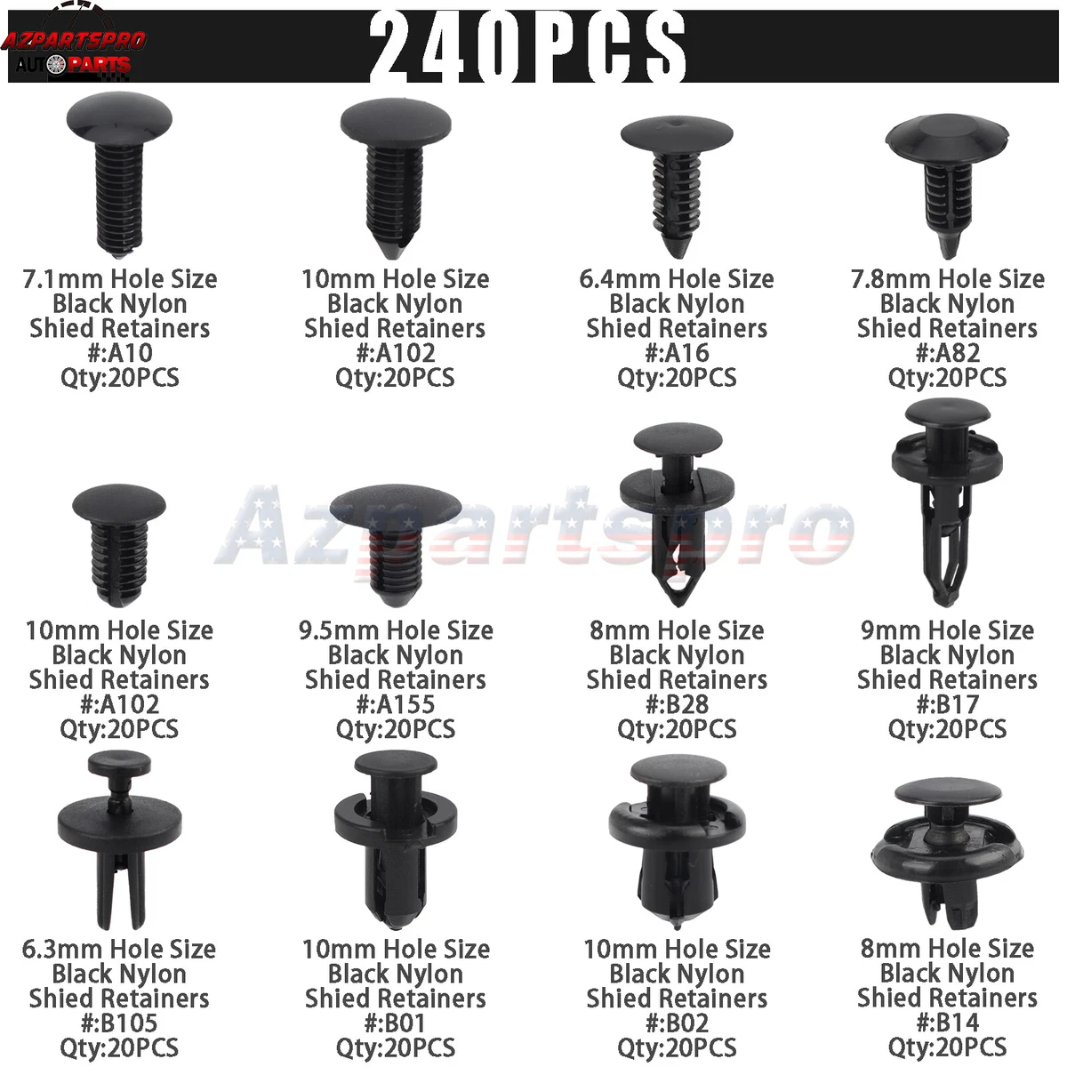 For GM 1595864 1605396 Fender Bumper Fastener Retainer Clips Push 