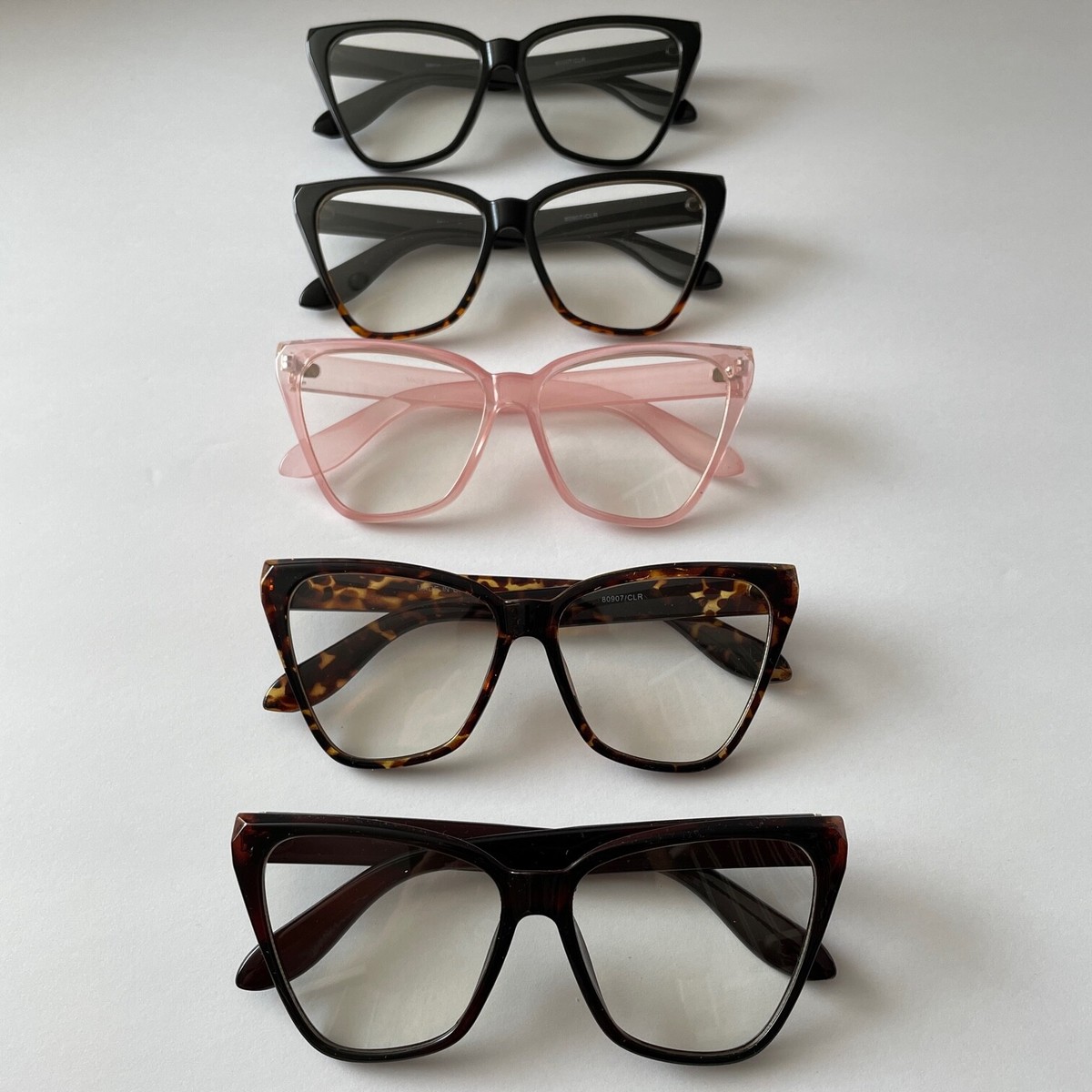 Large Square Cat Eye Sexy ELSA Clear Lens Big Faceted Women Frames
