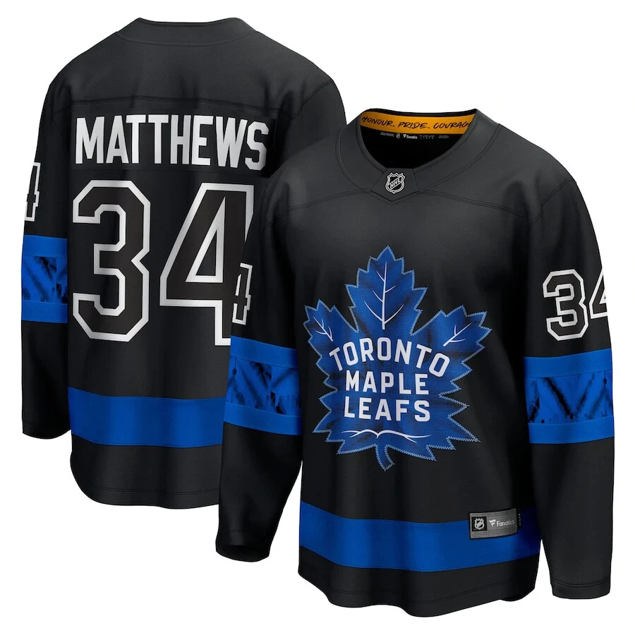 Auston Matthews of the Toronto Maple Leafs, wearing the alternate