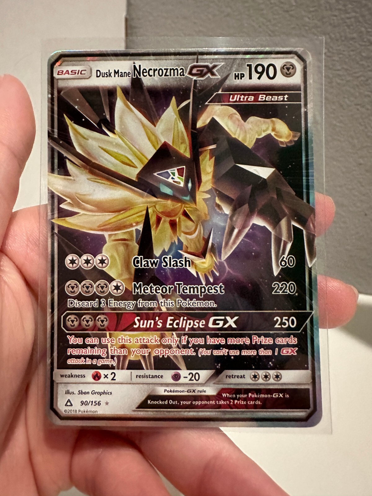 1x Pokemon Dusk Mane Necrozma GX 90/156 NM Holo Ultra Rare Card NM 313#169-170