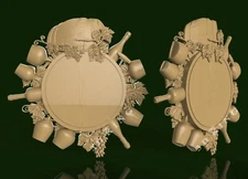 STL 3D Model WINE BARREL GLASS GRAPE for CNC Router Aspire Artcam 3D Printer