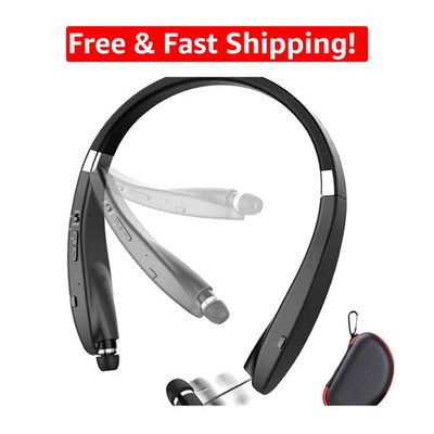 Compact Foldable Wireless Neckband Headphones with Touch Control & 300h Standby