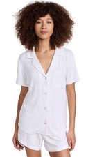 Eberjey Women Gisele Rib Relaxed Short Pj Set White Size L