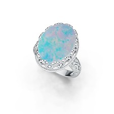 Sterling Silver Semi Mount Ring Setting Oval OV 16X12mm Cabochon Art Deco Style