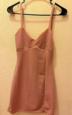 Pink Shimmer Mini Dress Sweetheart Neck Strappy Sleeveless Back Zip One Size