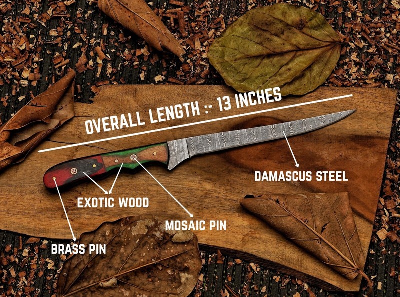 Custom & Handmade Damascus steel fillet knife Flexible Blade Knife